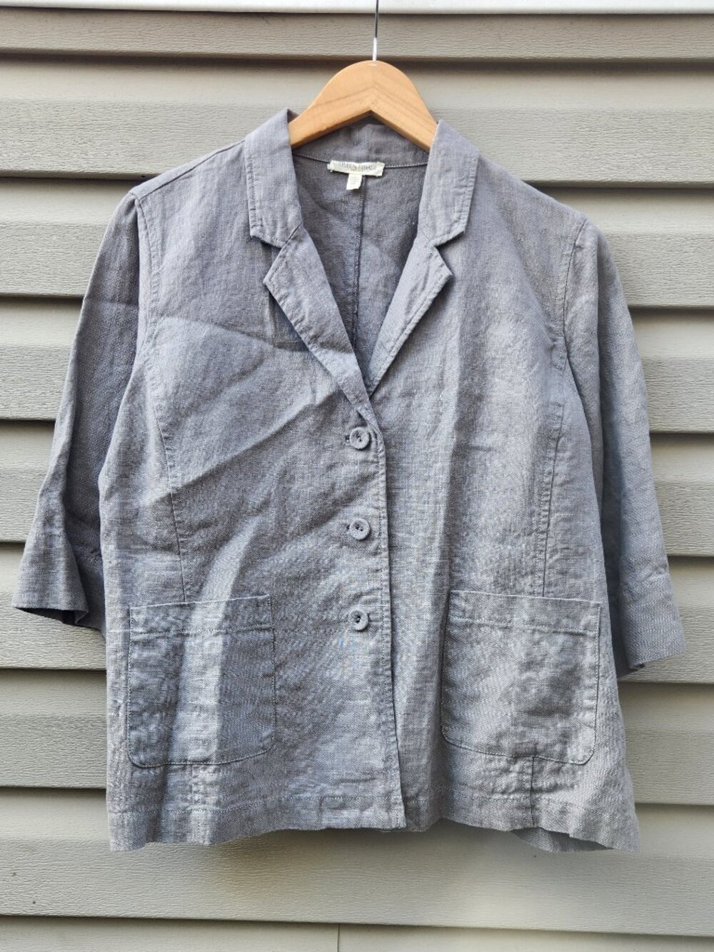 Eileen Fisher Petite Organic Linen Lightweight Blazer Women's Size Large